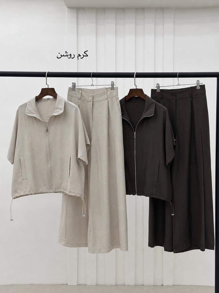 ست 2تیکه وست پایین گتردار و شلوار بگ سیلک bd607-2