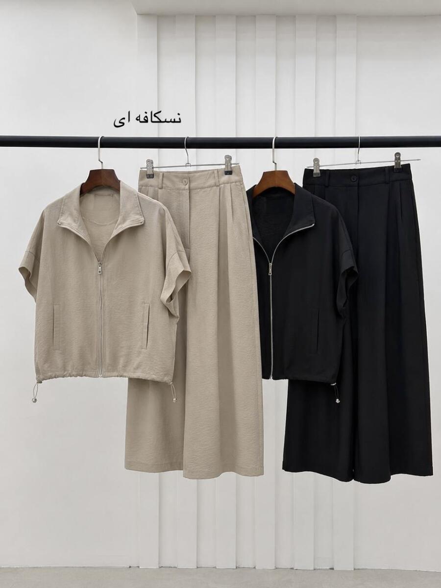 ست 2تیکه وست پایین گتردار و شلوار بگ سیلک bd607-2