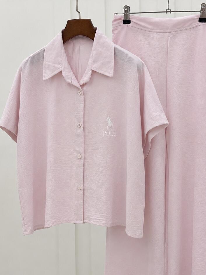 ست 2تیکه وست طرح polo و شلوار بگ تابستانه bd626-17
