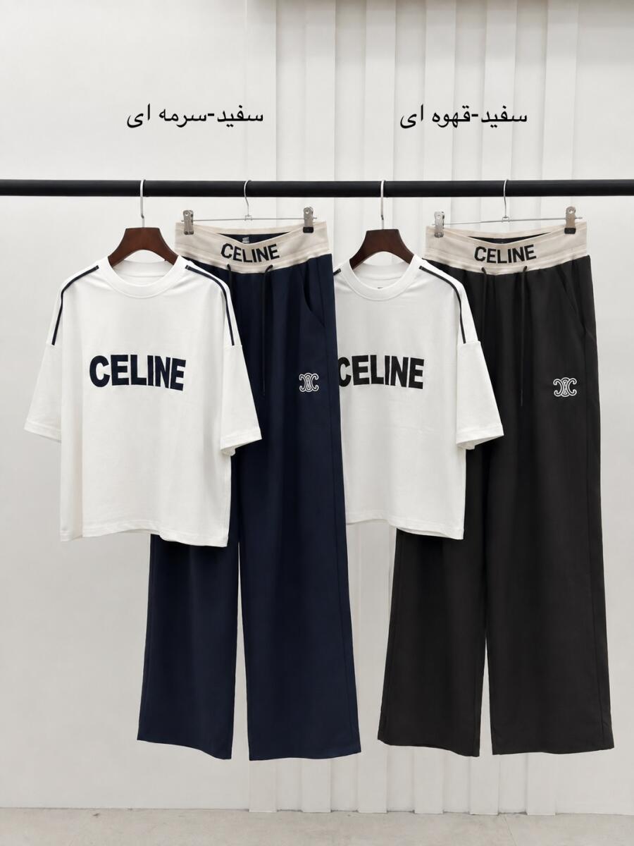 ست 2تیکه تیشرت اپلیکه دوزی شده و شلوار بگ مزونی bd687-5