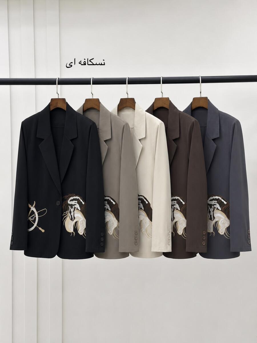 کت کرپ اپلیکه دوزی شده طرح اسب bd706-6