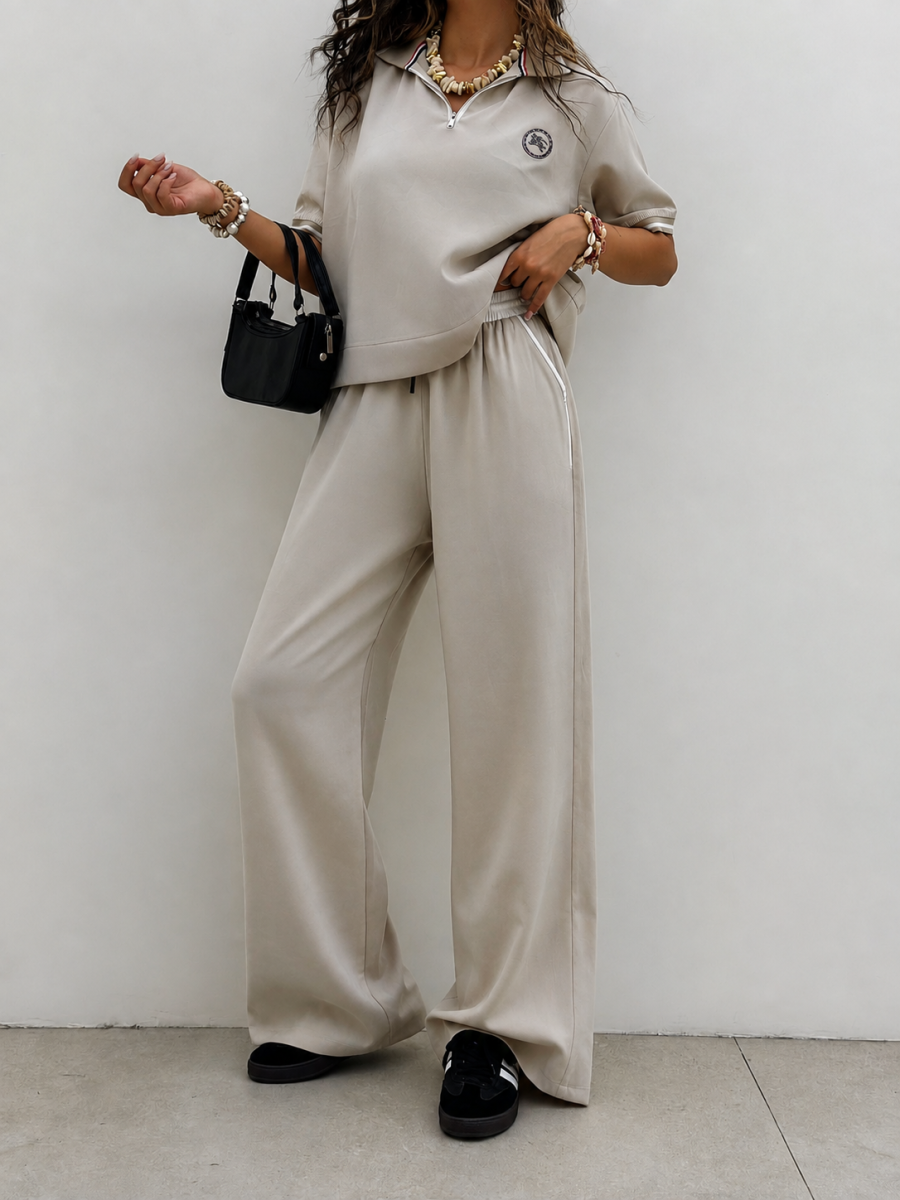 ست 2تیکه پولوشرت یقه زیپی و شلوار اسپرت تابستانه  bd745-15