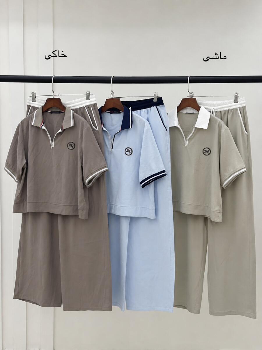 ست 2تیکه پولوشرت یقه زیپی و شلوار اسپرت تابستانه  bd745-15