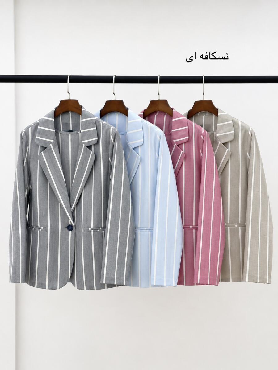 کت لینن طرح راه راه طرح جیب bd750-8
