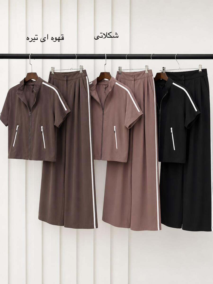 ست 2تیکه بامبر کمرگتر سرشانه نواردوزی شده و شلوار bd805-3