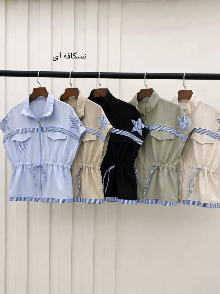وست لینن اپلیکه دوزی شده طرح ستاره bd818-4